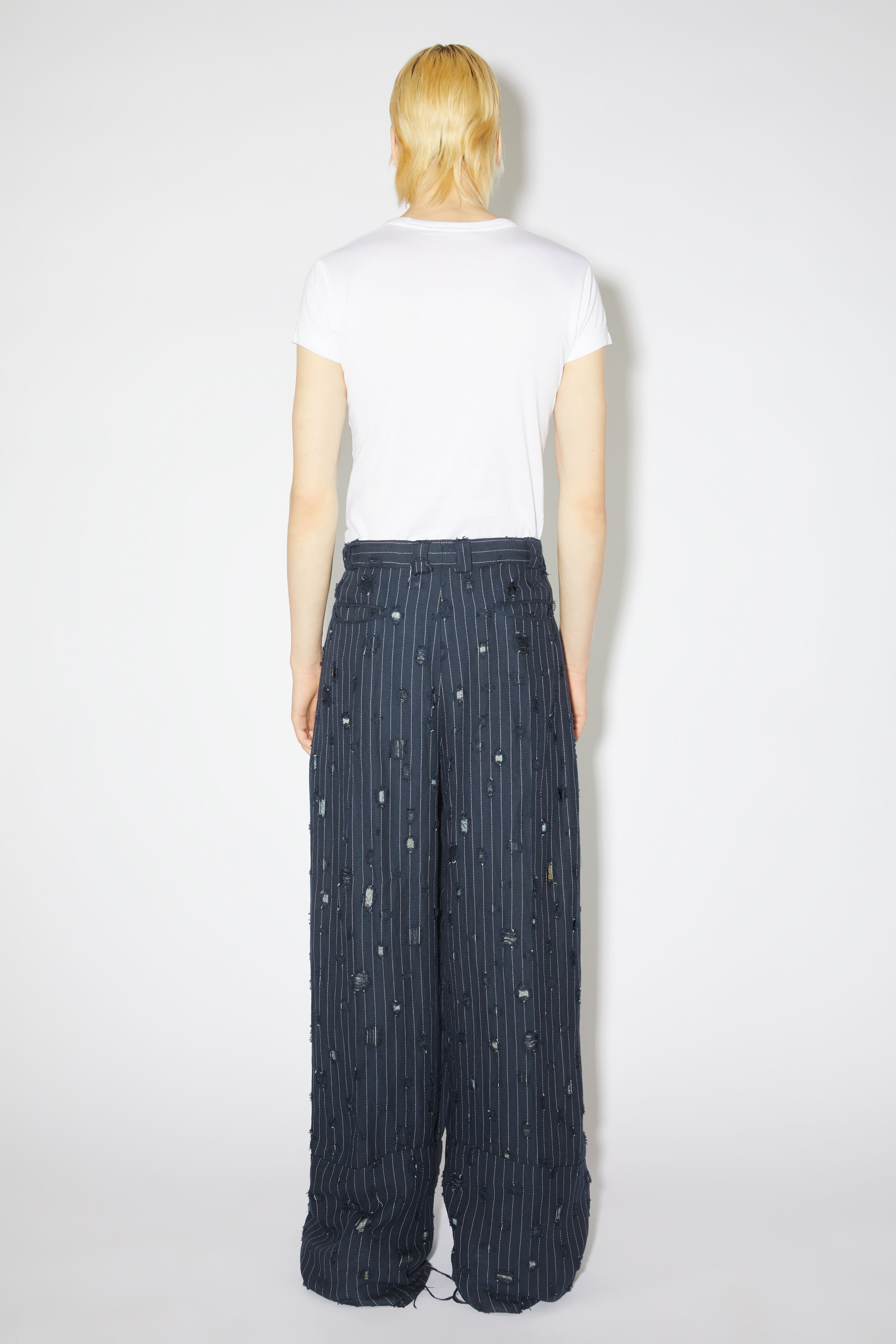 Distressed tailored trousers - Navy - 3