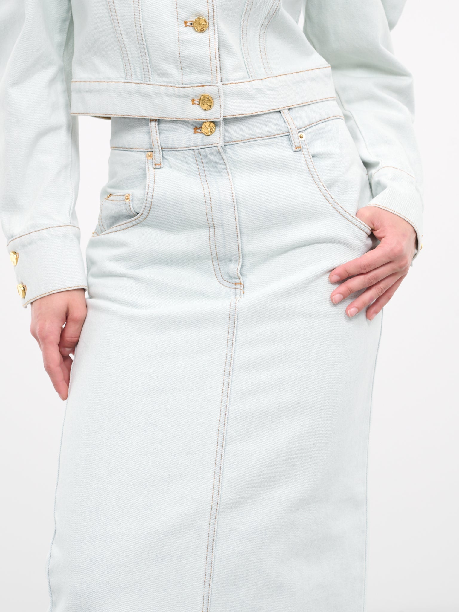 スカート NINA RICCI LONG DENIM SKIRT WITH SLIT 23972746_54024680_600.jpg