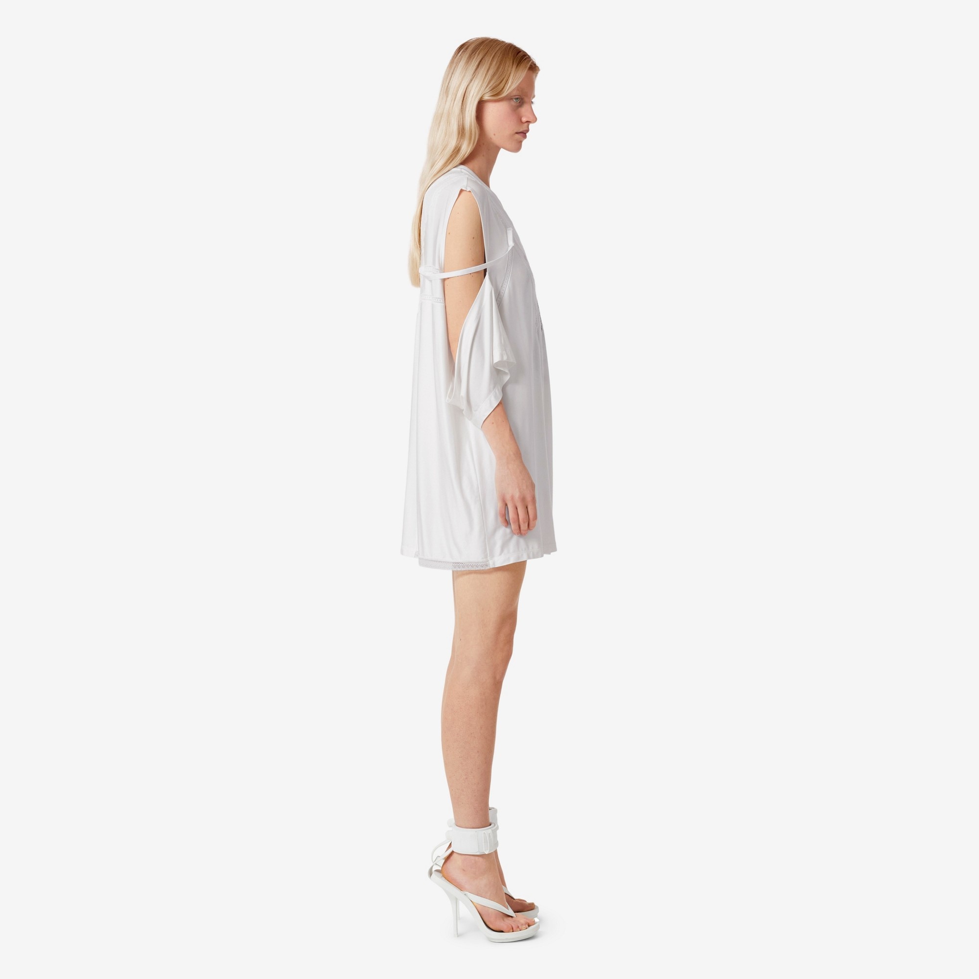 Lace Panel Jersey Reconstructed T-shirt Dress - 3