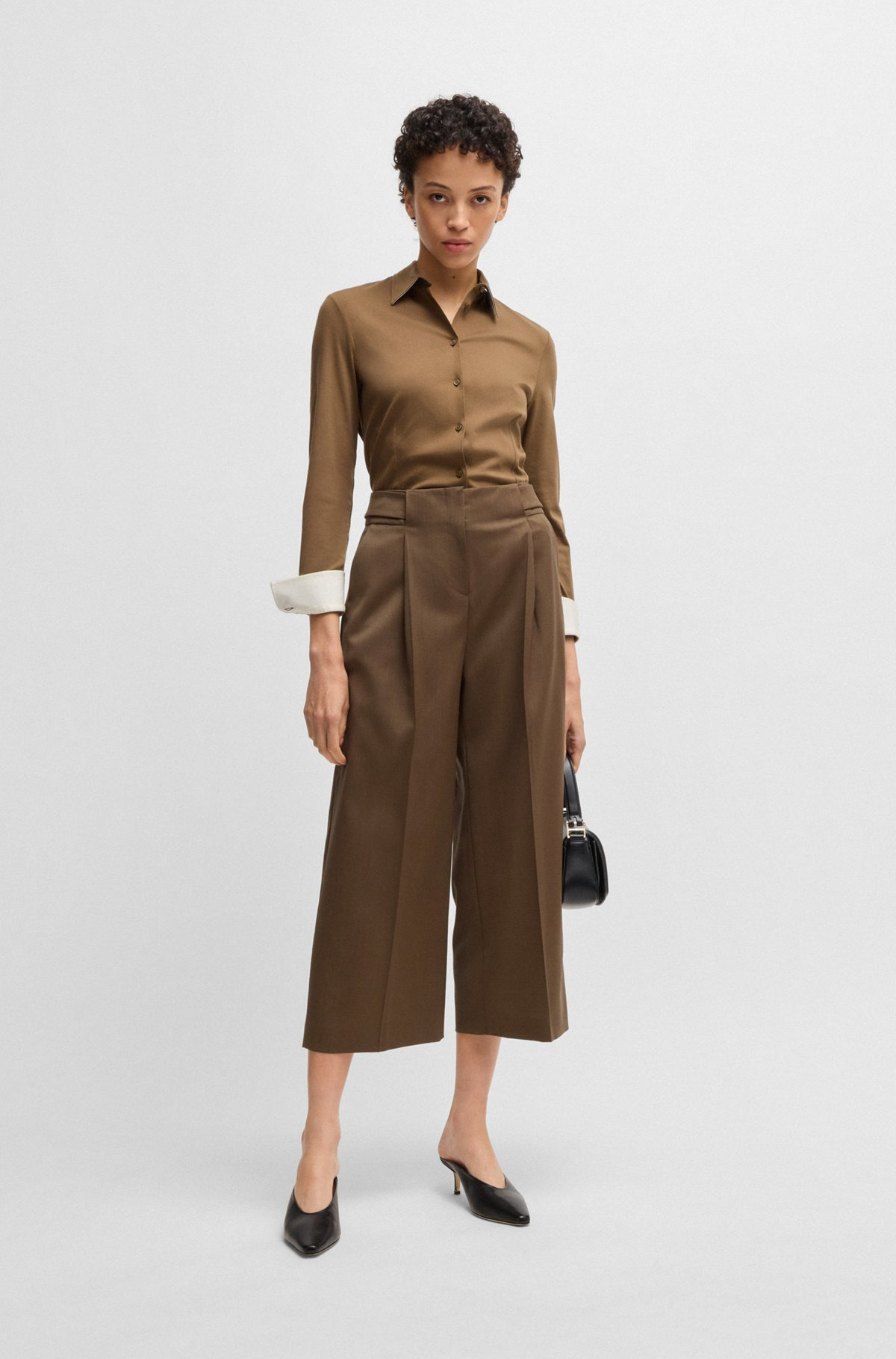 REGULAR-FIT HIGH-WAISTED TROUSERS IN WOOL - 3