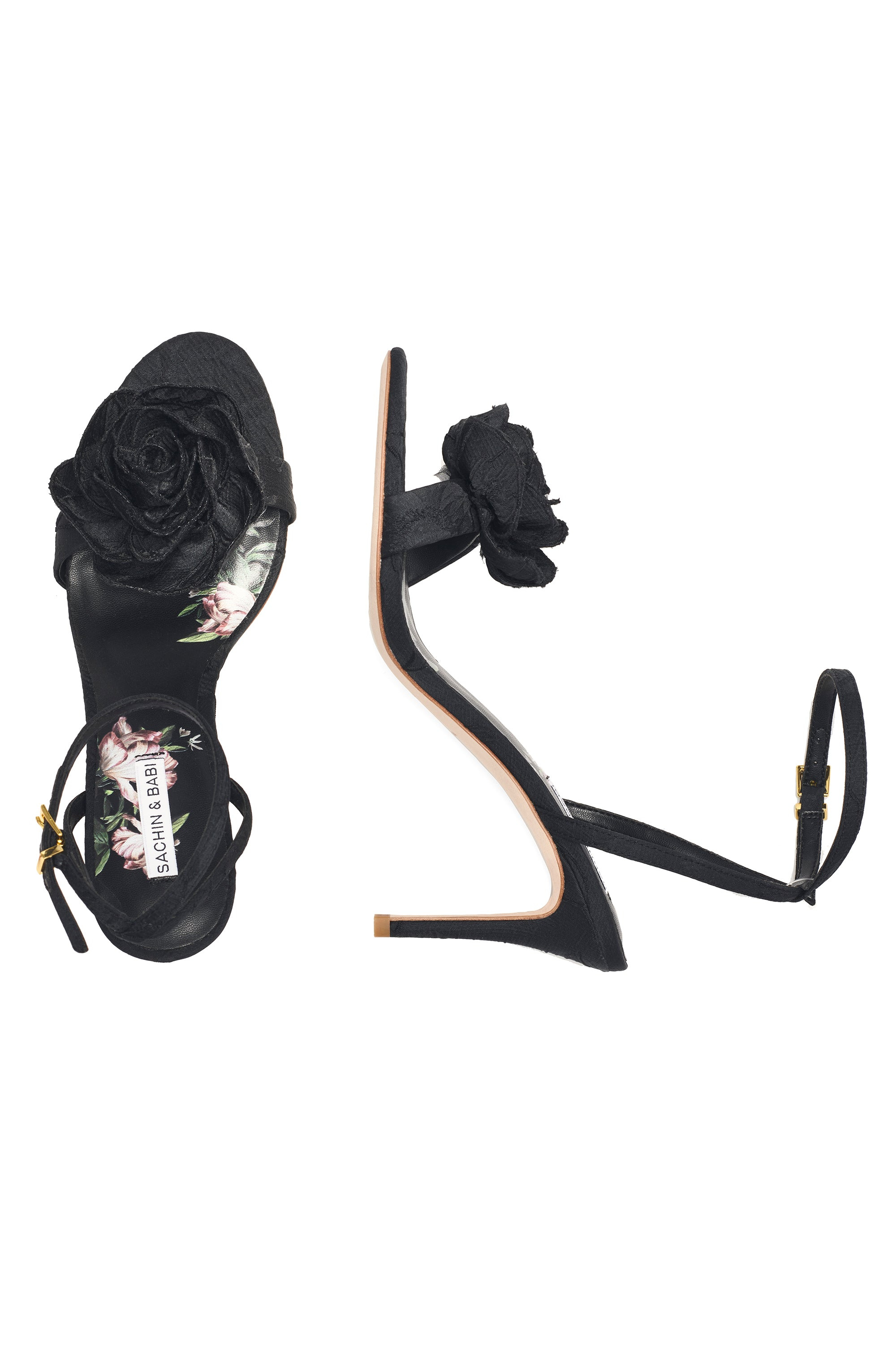 CHELSEA WITH ROSE OPEN TOE - BLACK - 2