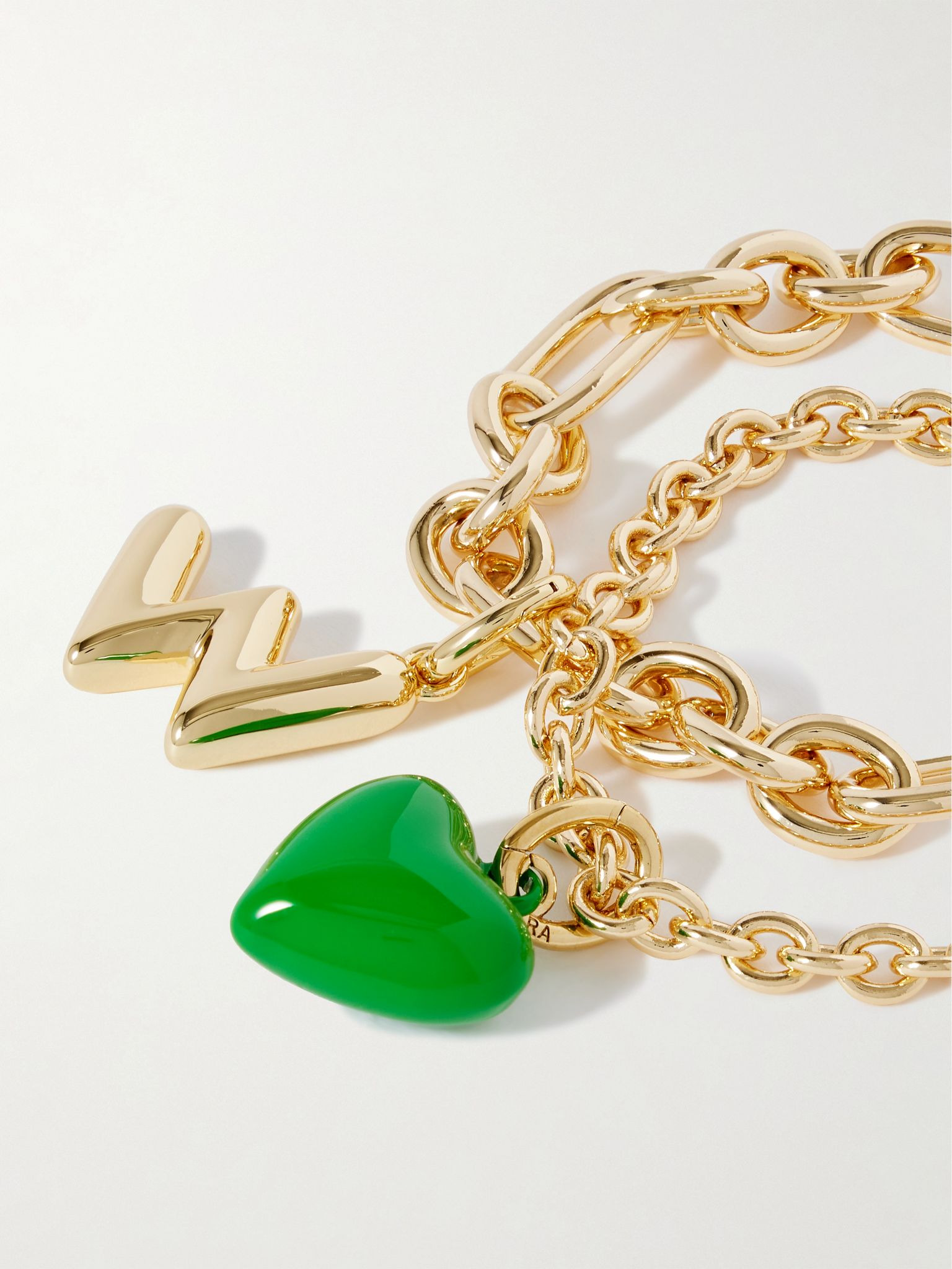 The Happy Heart Initial set of two gold-tone and enamel bracelets Gold - 4