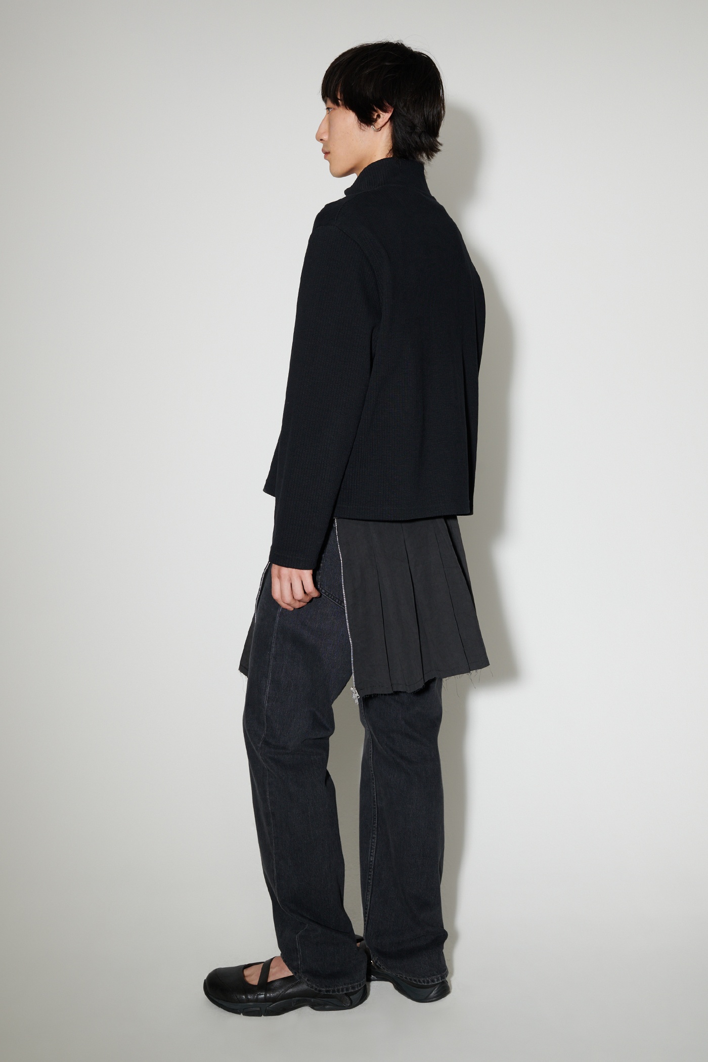 Shrunken Fullzip Polo Black Rib - 4