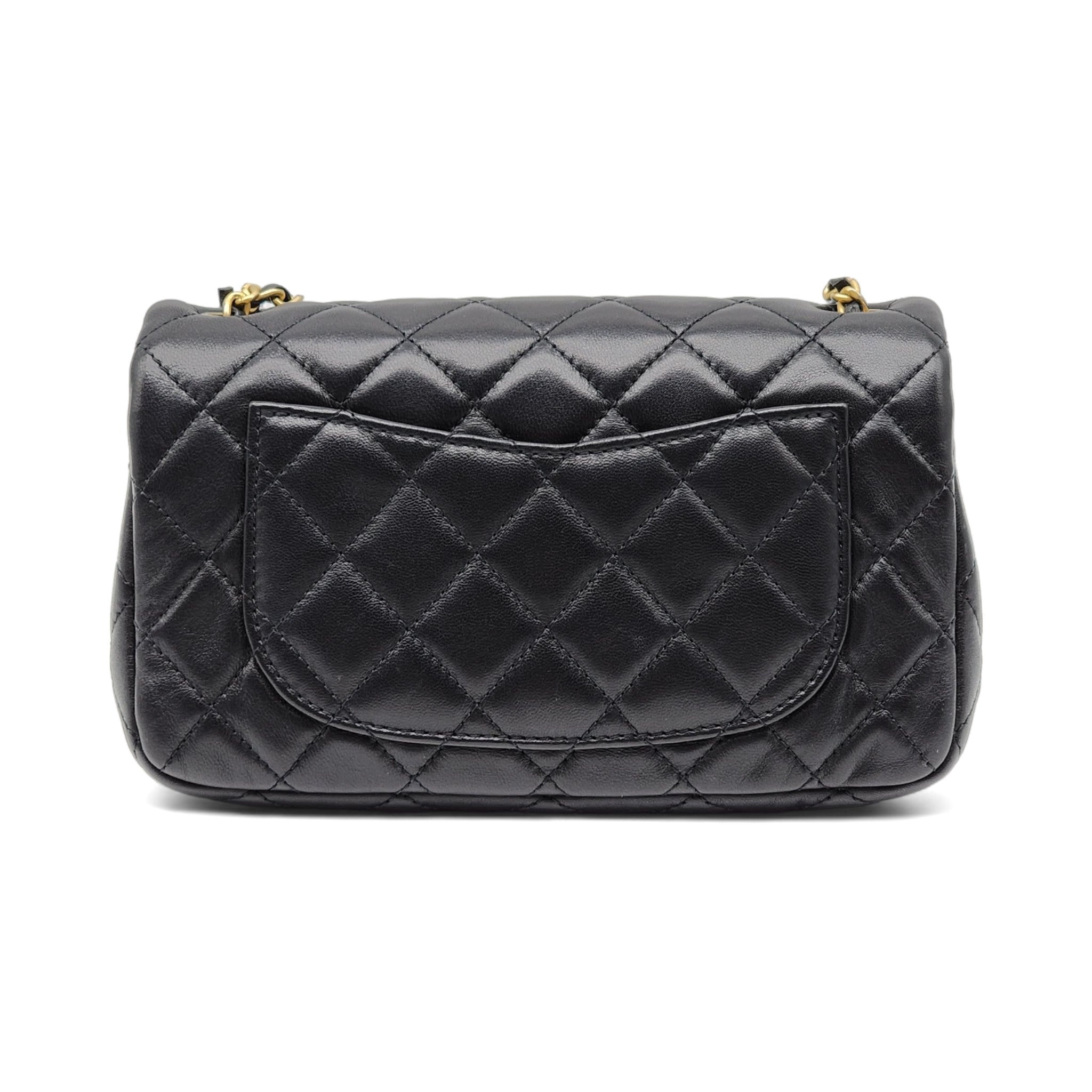 Chanel Quilted Lambskin Leather Pearl Crush Mini Flap Bag in Black - 2