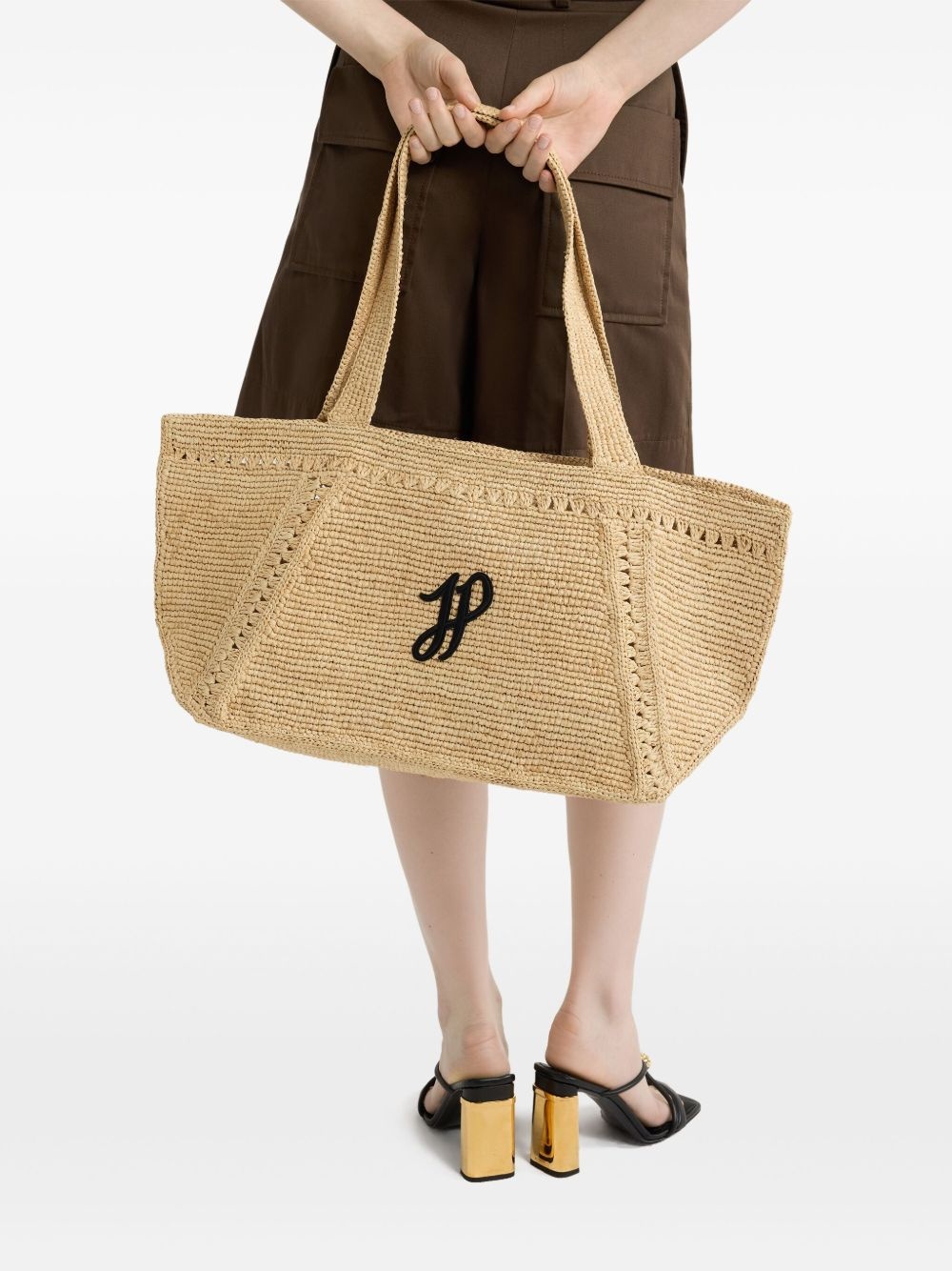 large JP monogram trapeze-design tote bag - 2