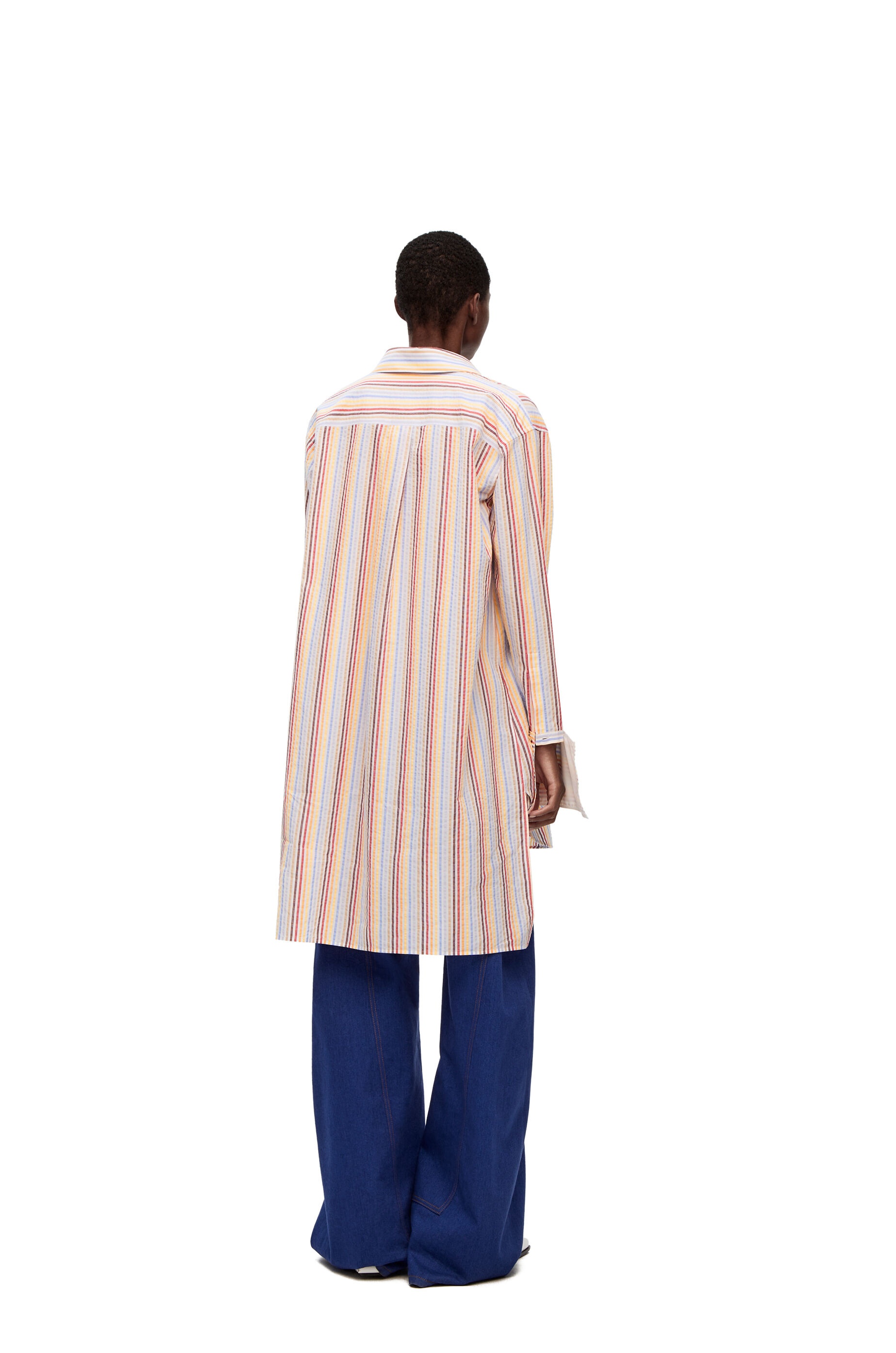 Stripe deconstructed shirt dress in silk - 4