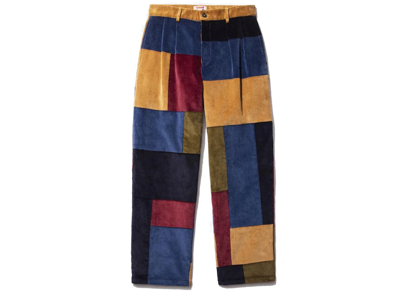 Noah x Baracuta Double-Pleat Patchwork Corduroy Trousers Navy/Multi - 1