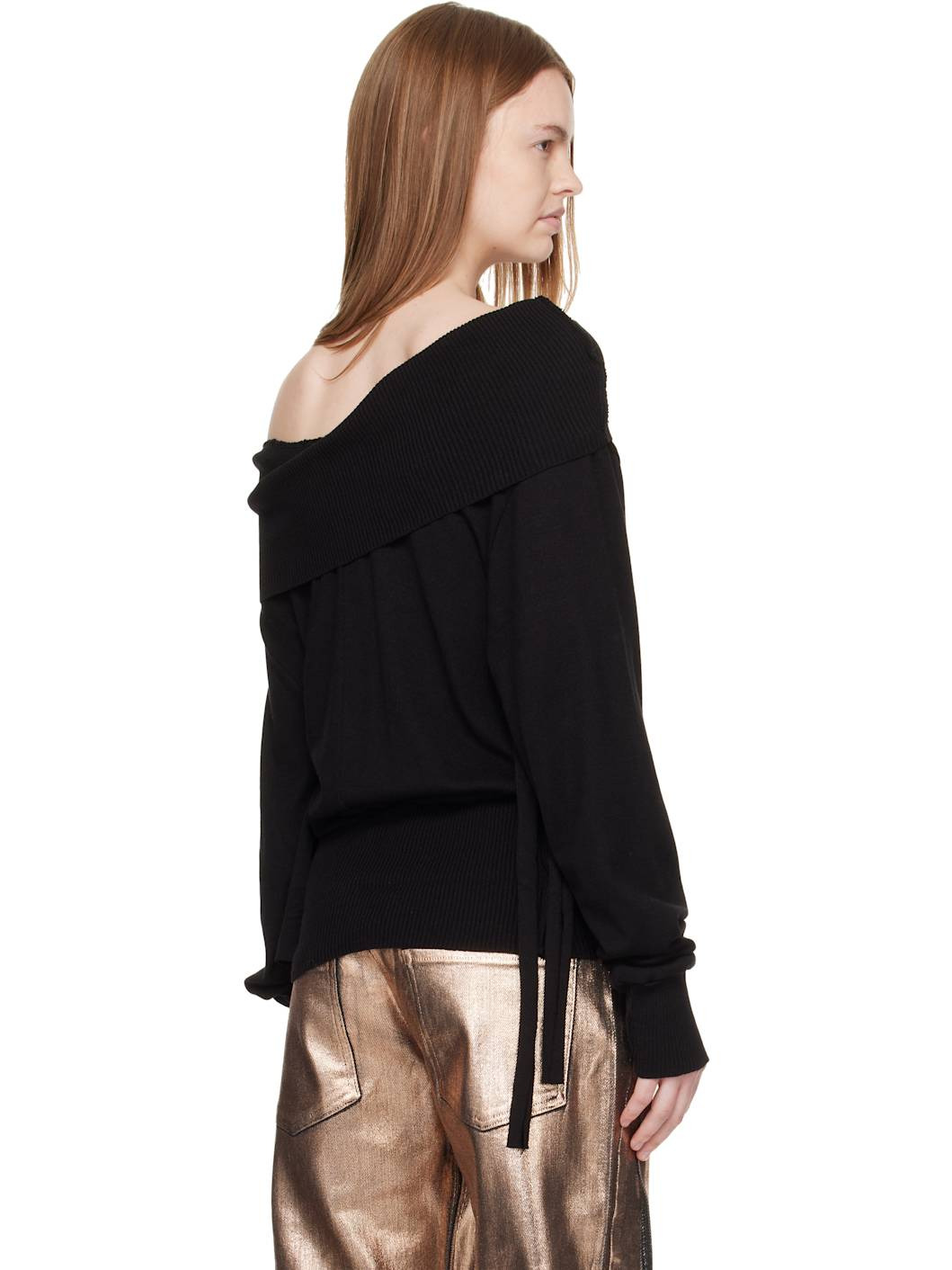 Black Upside Down Knit Sweater - 3
