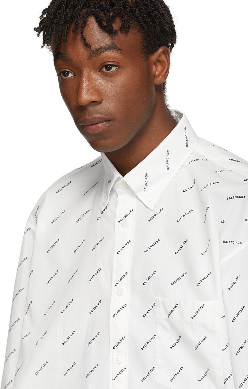 White & Black Allover Logo Shirt 4