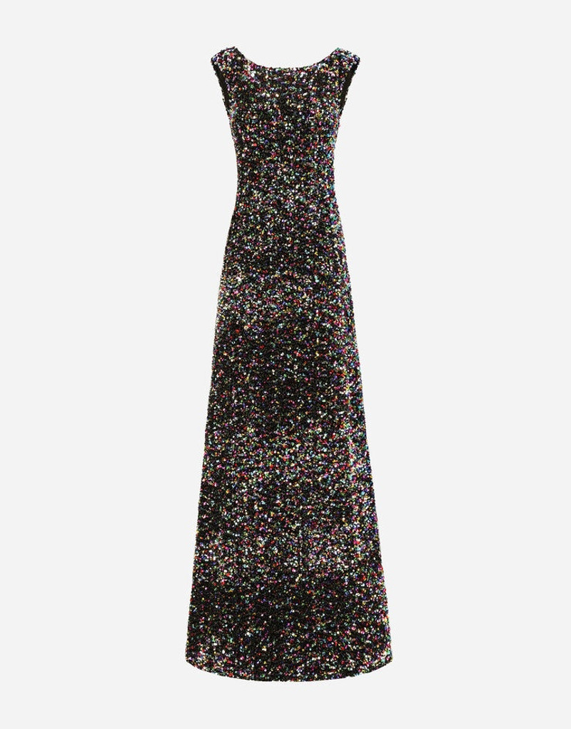 Long multi-colored sequined dress 1