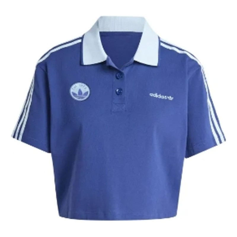 (WMNS) adidas Loose Crop Polo Shirt 'Blue' IX3543 - 1