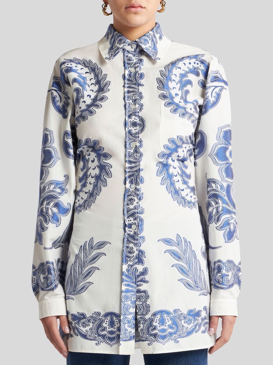 FIL COUPÉ JACQUARD FLORAL SHIRT WITH REAR KNOT - 2