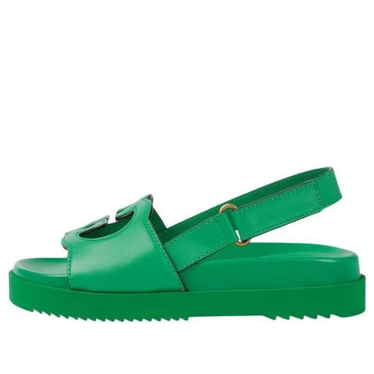 (WMNS) Gucci Interlocking G Leather Sandals 'Green' 738687-US000-3727 - 1