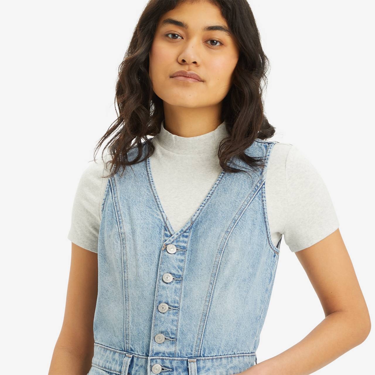 DENIM VEST WIDE LEG JUMPSUIT - 5