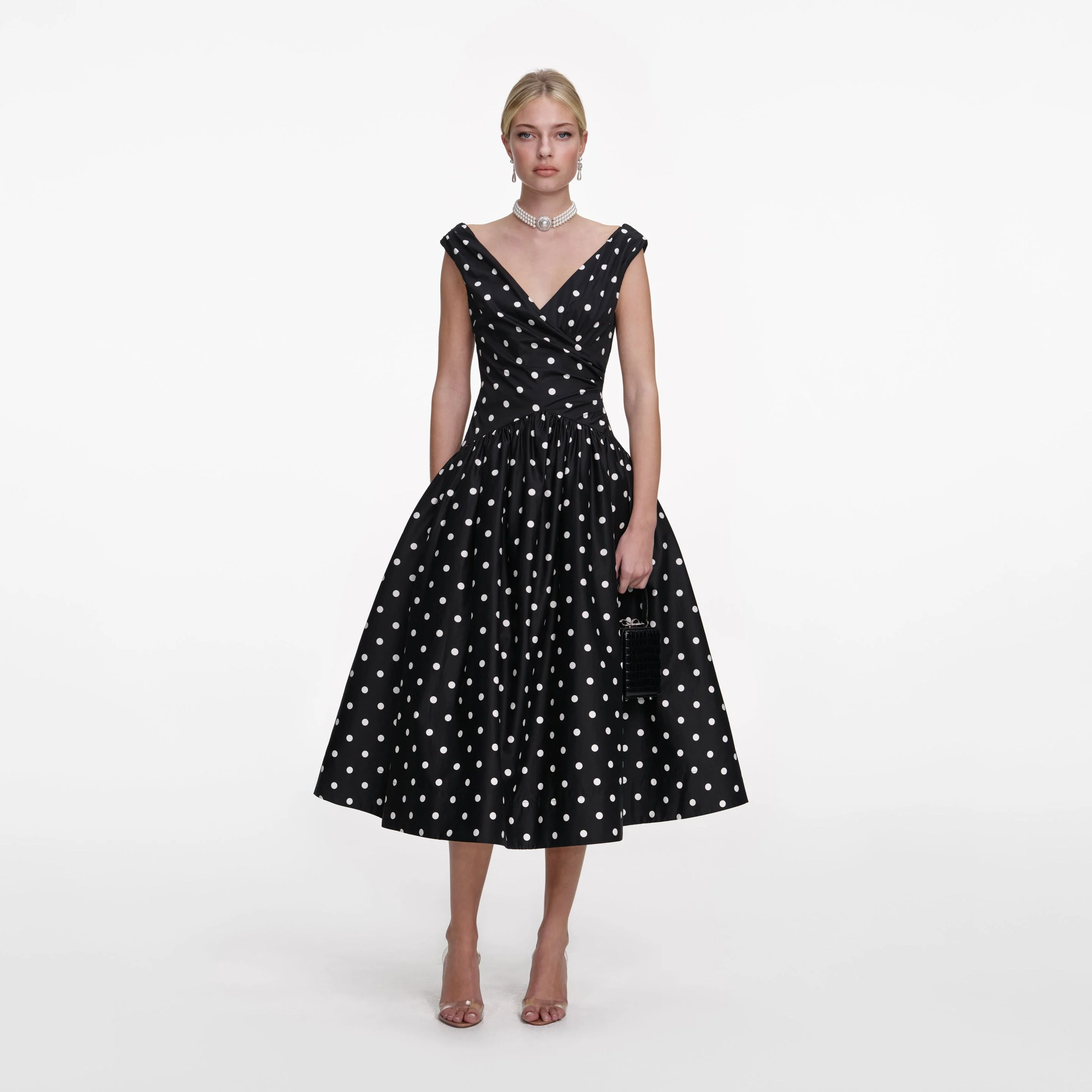 Black Cotton Midi Dress - 1