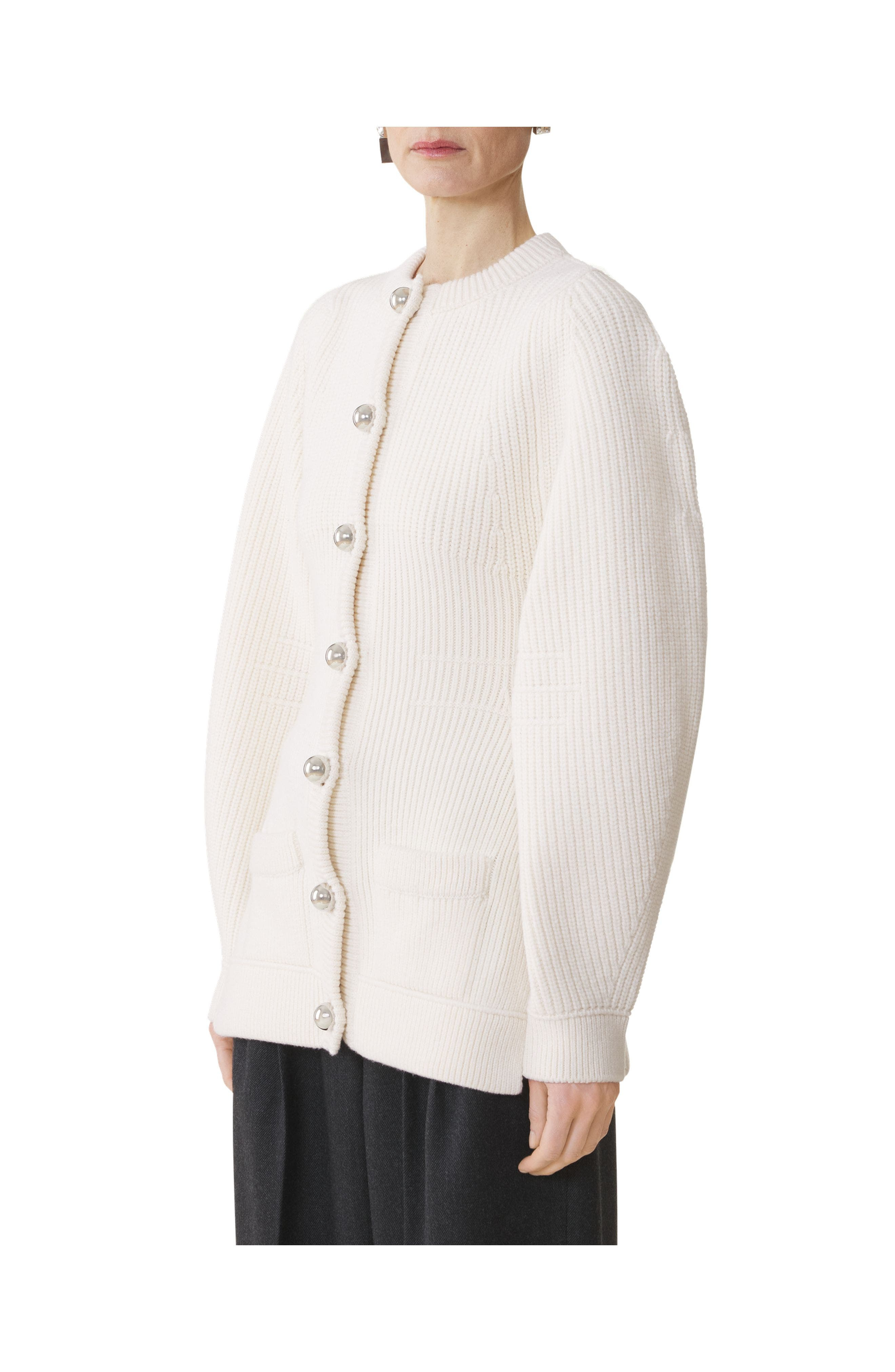 Lanvin Wool Ribbed Cardigan in Cloth at Nordstrom - 3