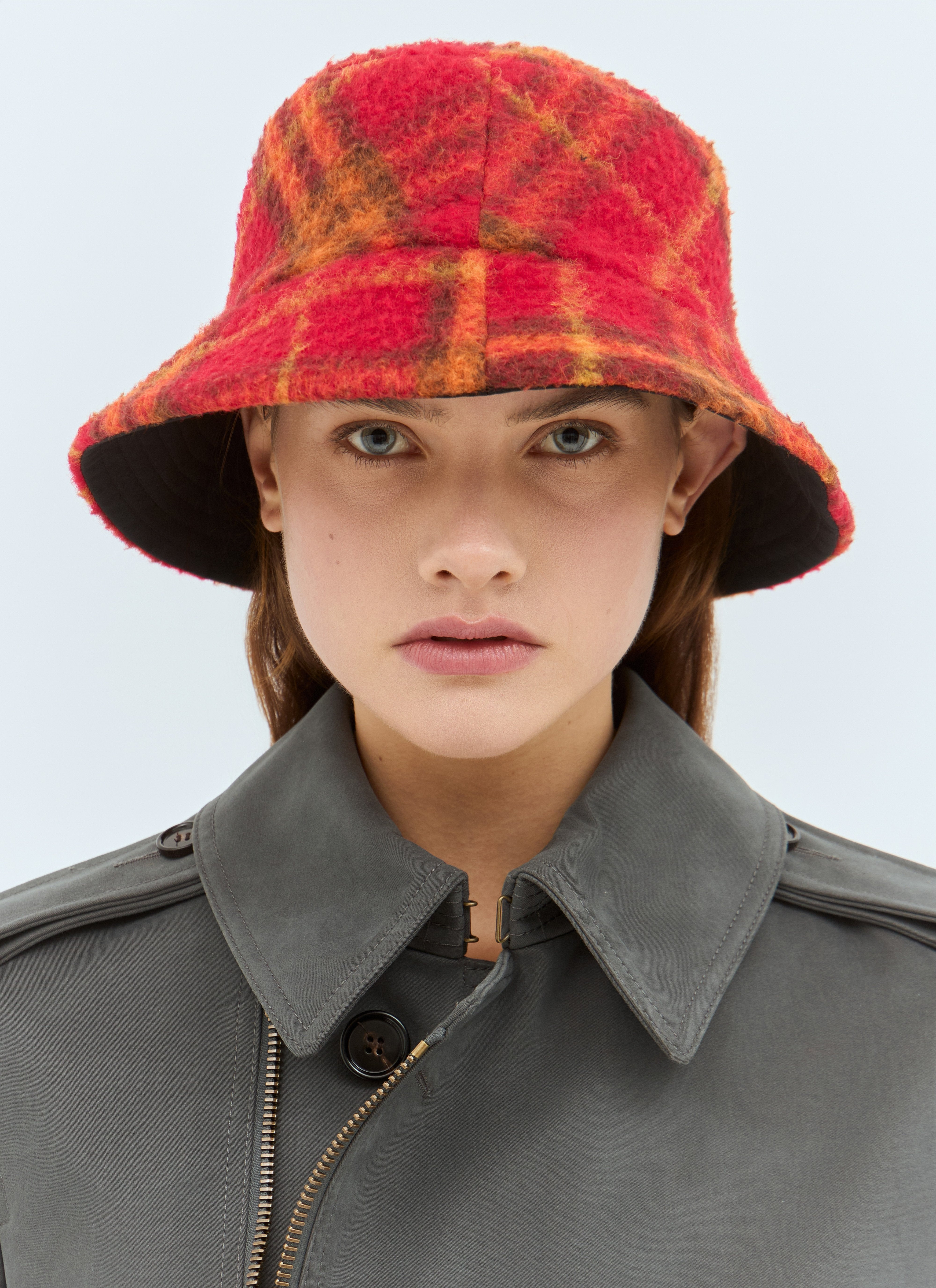 Burberry Women Reversible Check Fleece Bucket Hat - 1