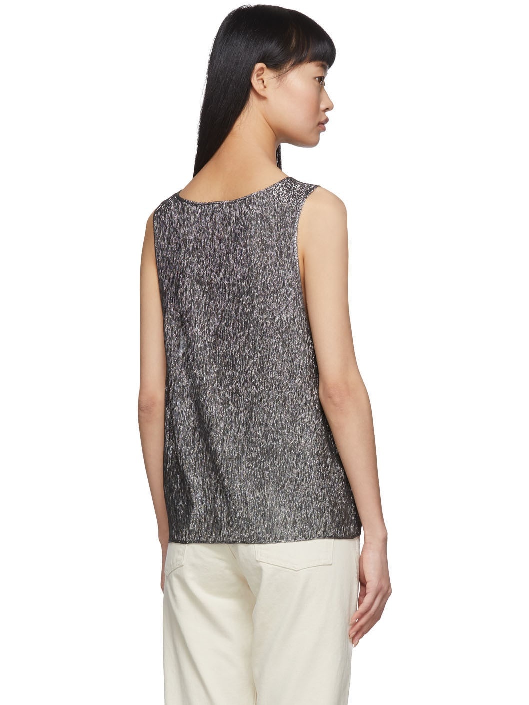 Silver Lamé Jersey Tank Top - 3