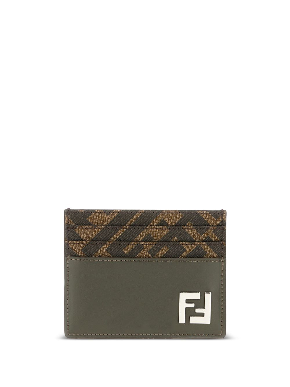 Fendi Men Leather And Ff Canvas Squared Card Holder - 1