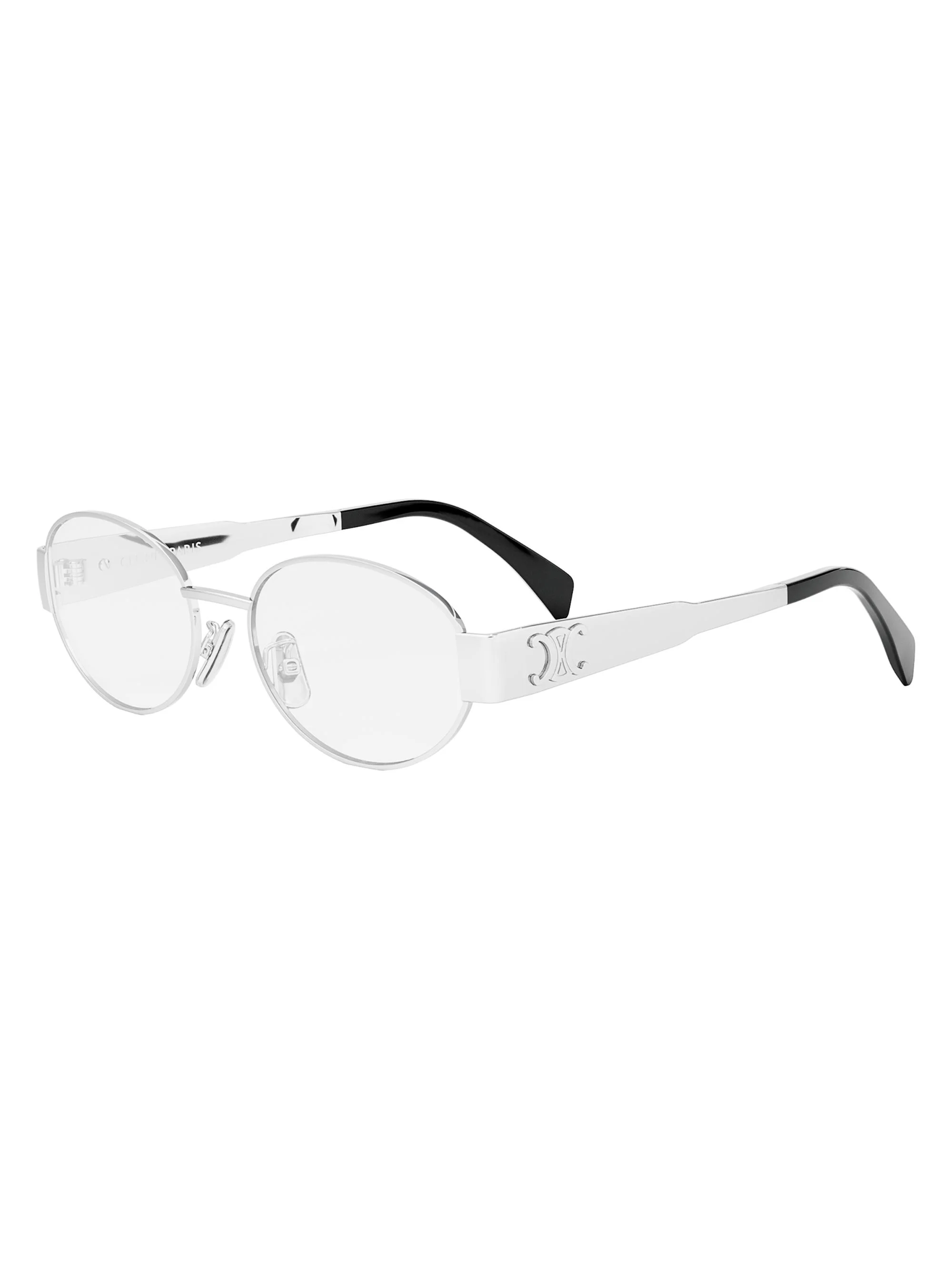Women's Metal Triomphe Oval Eyeglasses - Shiny Palladium - 1