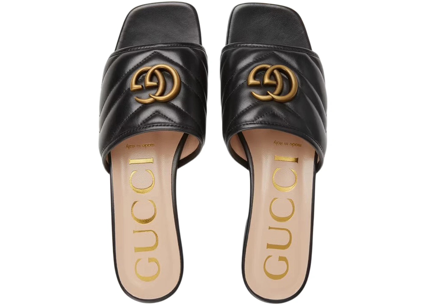 Gucci Double G Slide Sandal Black Leather - 3