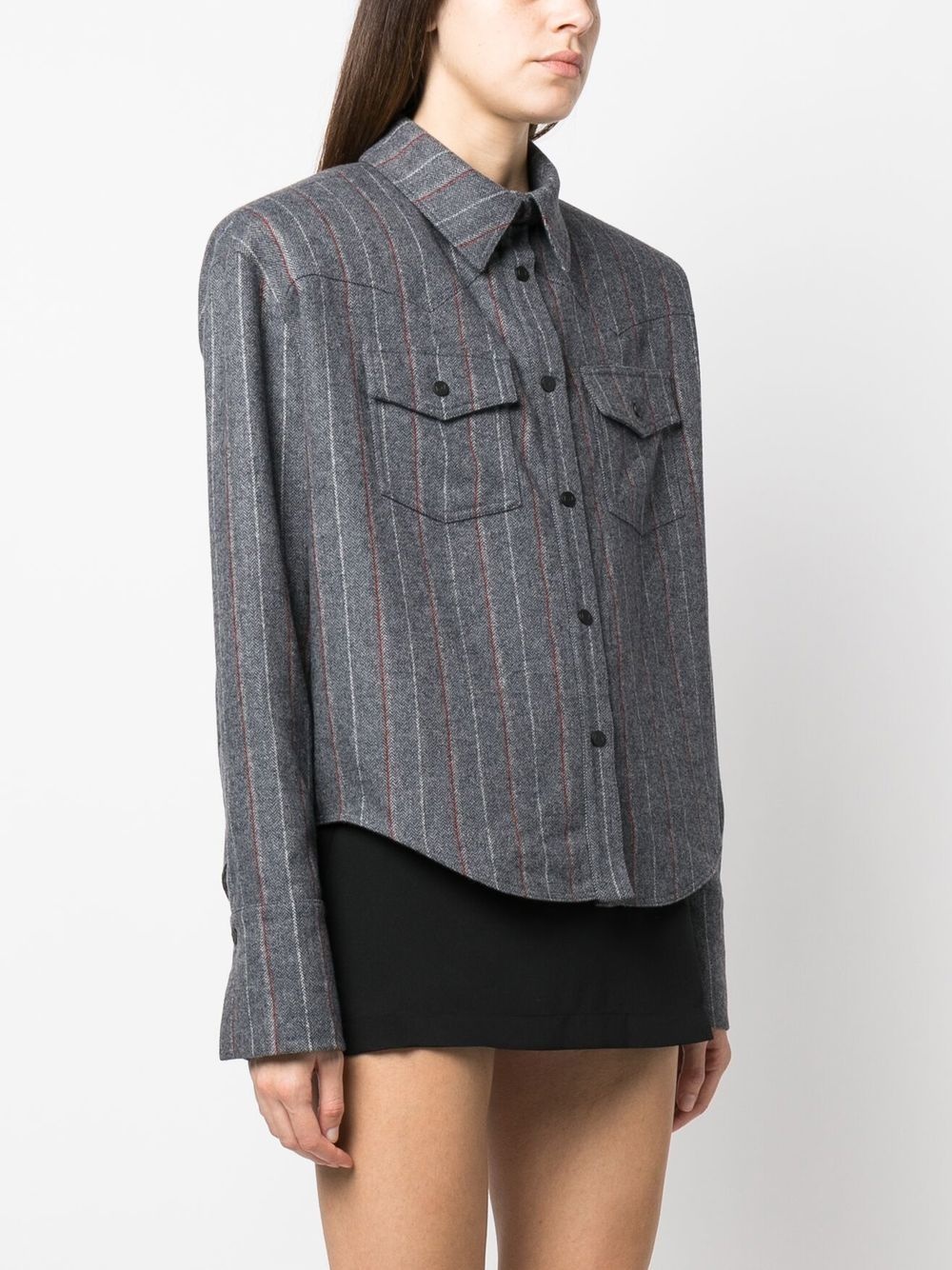 pinstripe button-up shirt - 3