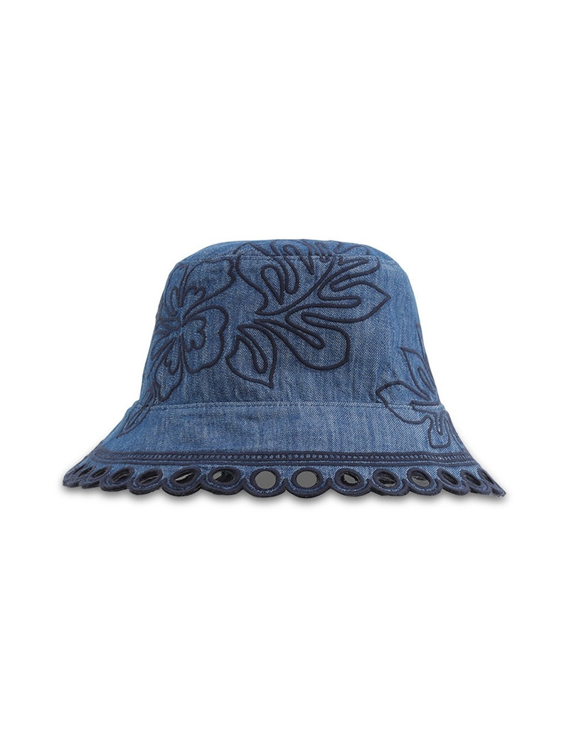 EMBROIDERED DENIM BUCKET HAT 1