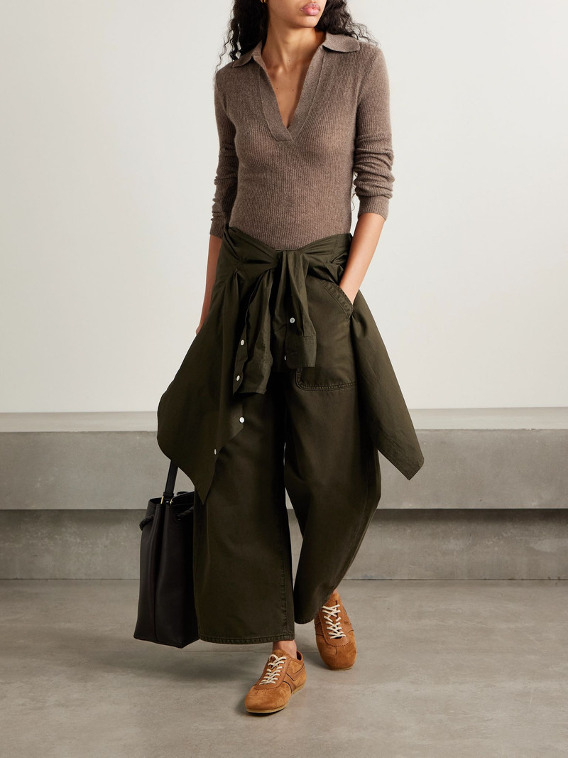 Citizens of Humanity Simone ribbed wool and cashmere-blend polo sweater Brown outlook