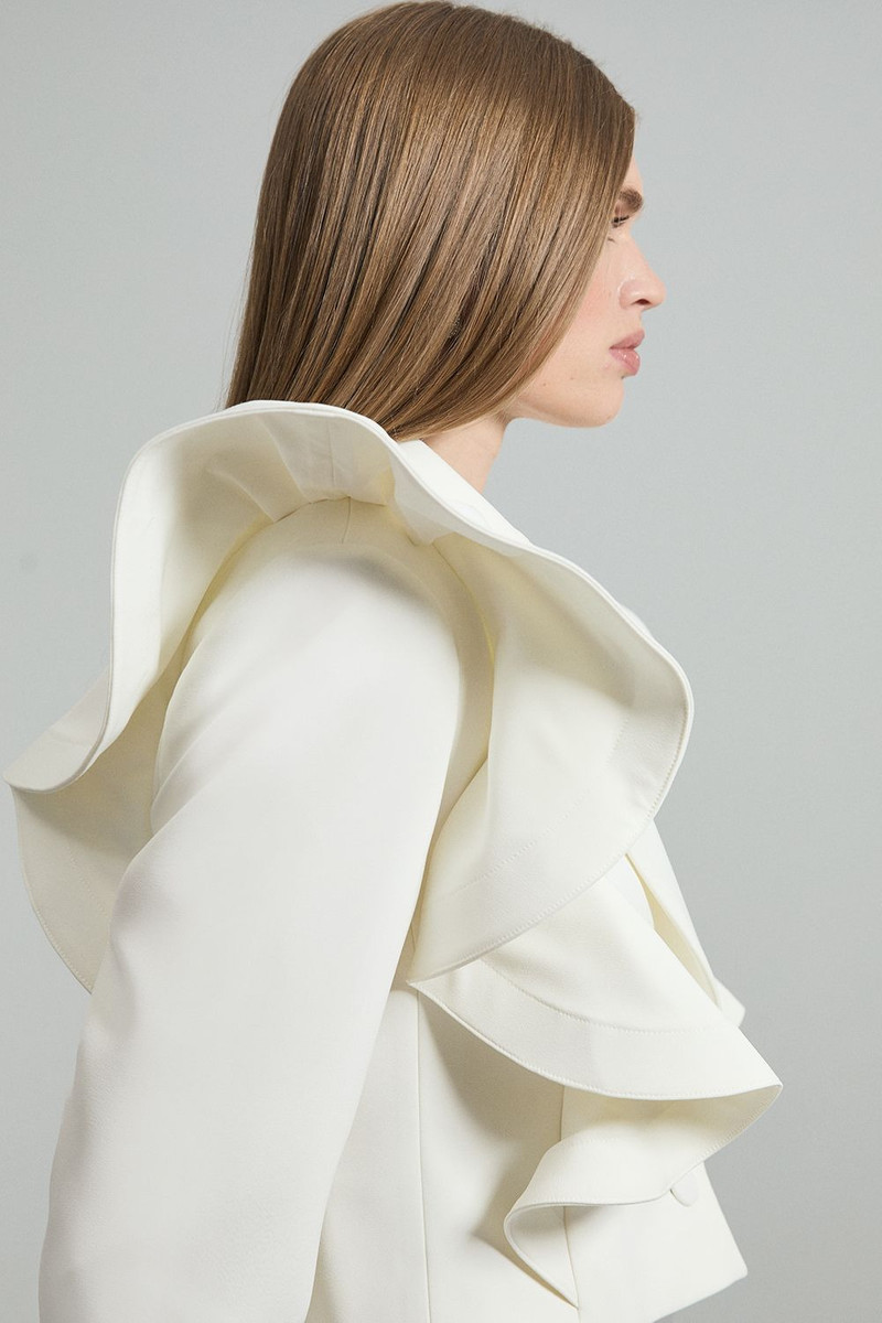 KAREN MILLEN Drama Ruffle Tailored Single Breasted Cropped Blazer outlook