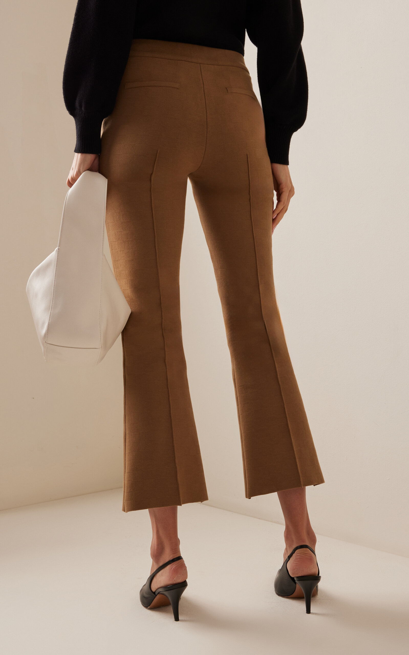 Exclusive Kick Flared Stretch-Cotton Knit Pants brown - 5