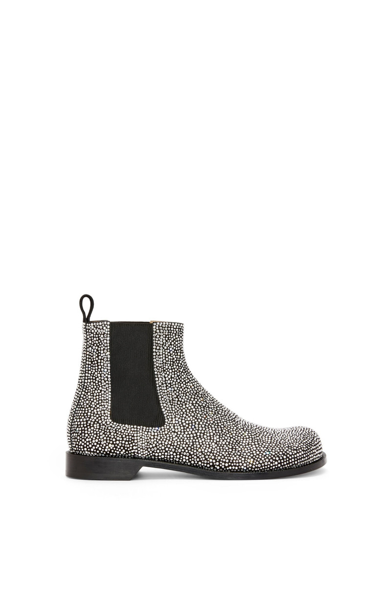 Campo Chelsea boot in calf suede and allover rhinestones 1