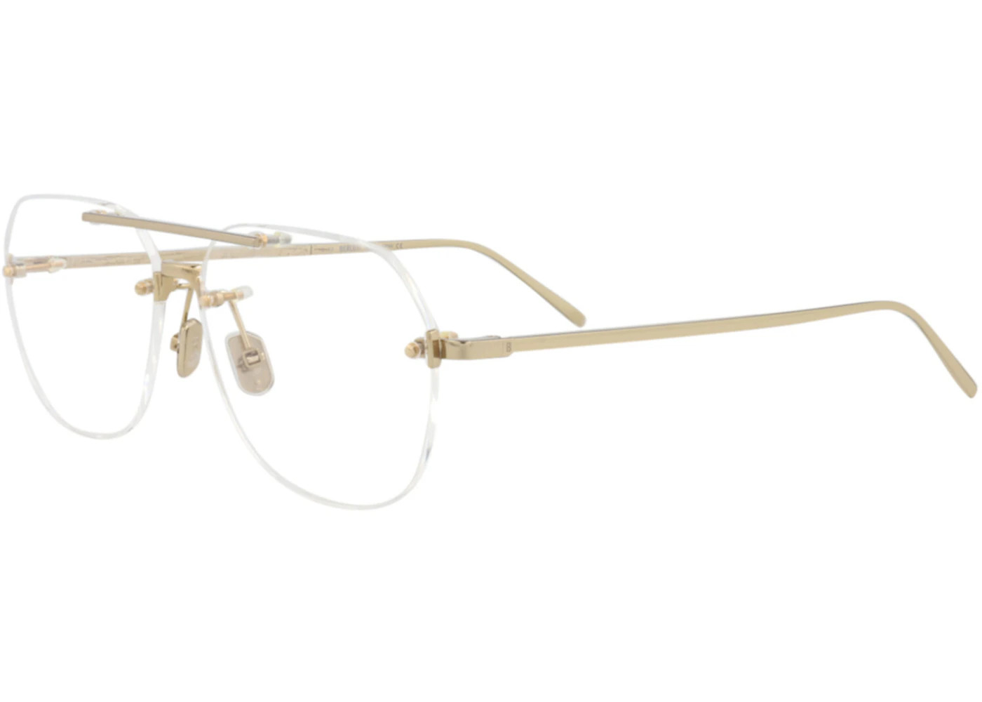 Berluti Aviator-Frame Titanium Optical Frames Gold Gold Transparent (BL50017U-58-032) - 2