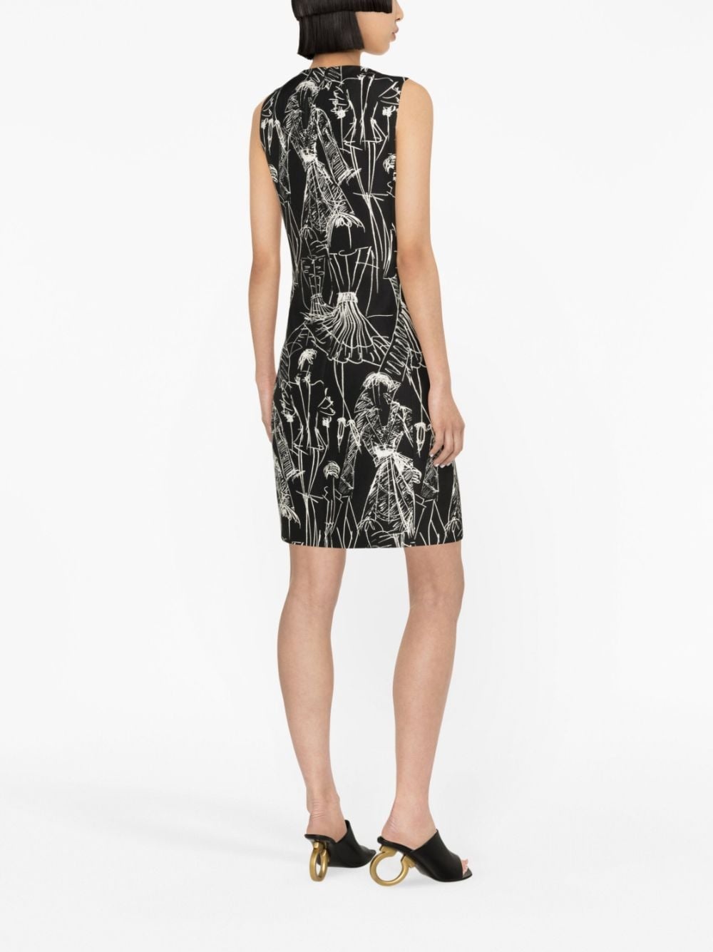 Croquis-print sleeveless minidress - 4