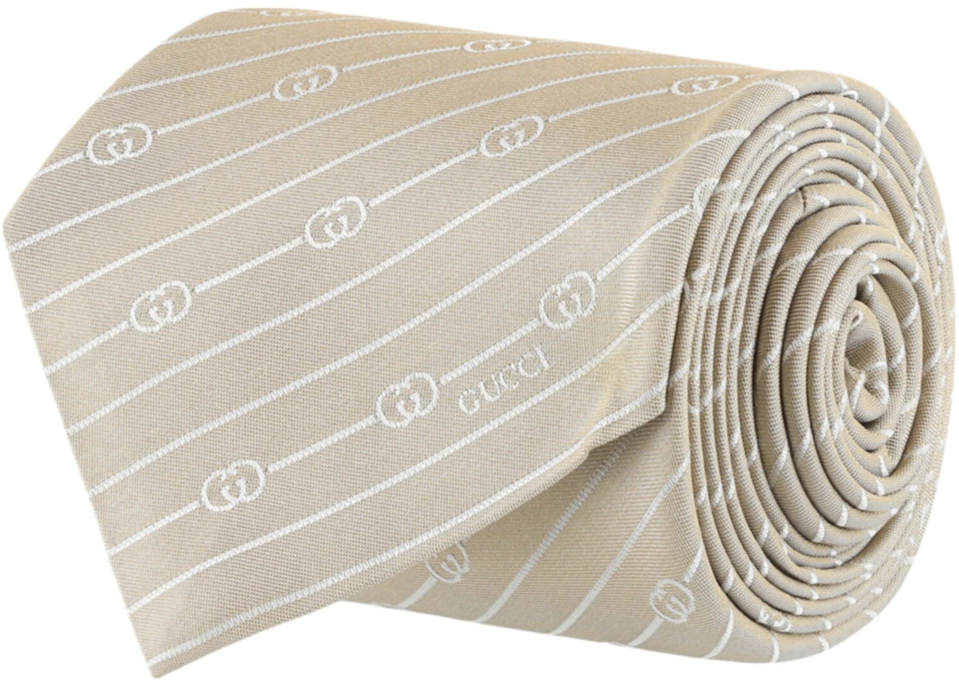 Gucci Interlocking G Silk Jacquard Tie Beige - 1