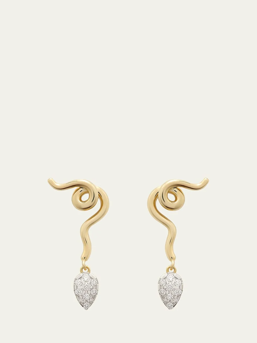 Vine Diamond Pavé Drop Earrings - 1