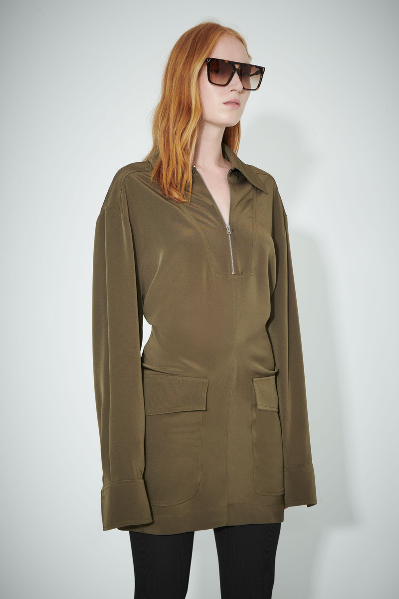 Anorak Mini Dress in Khaki 4