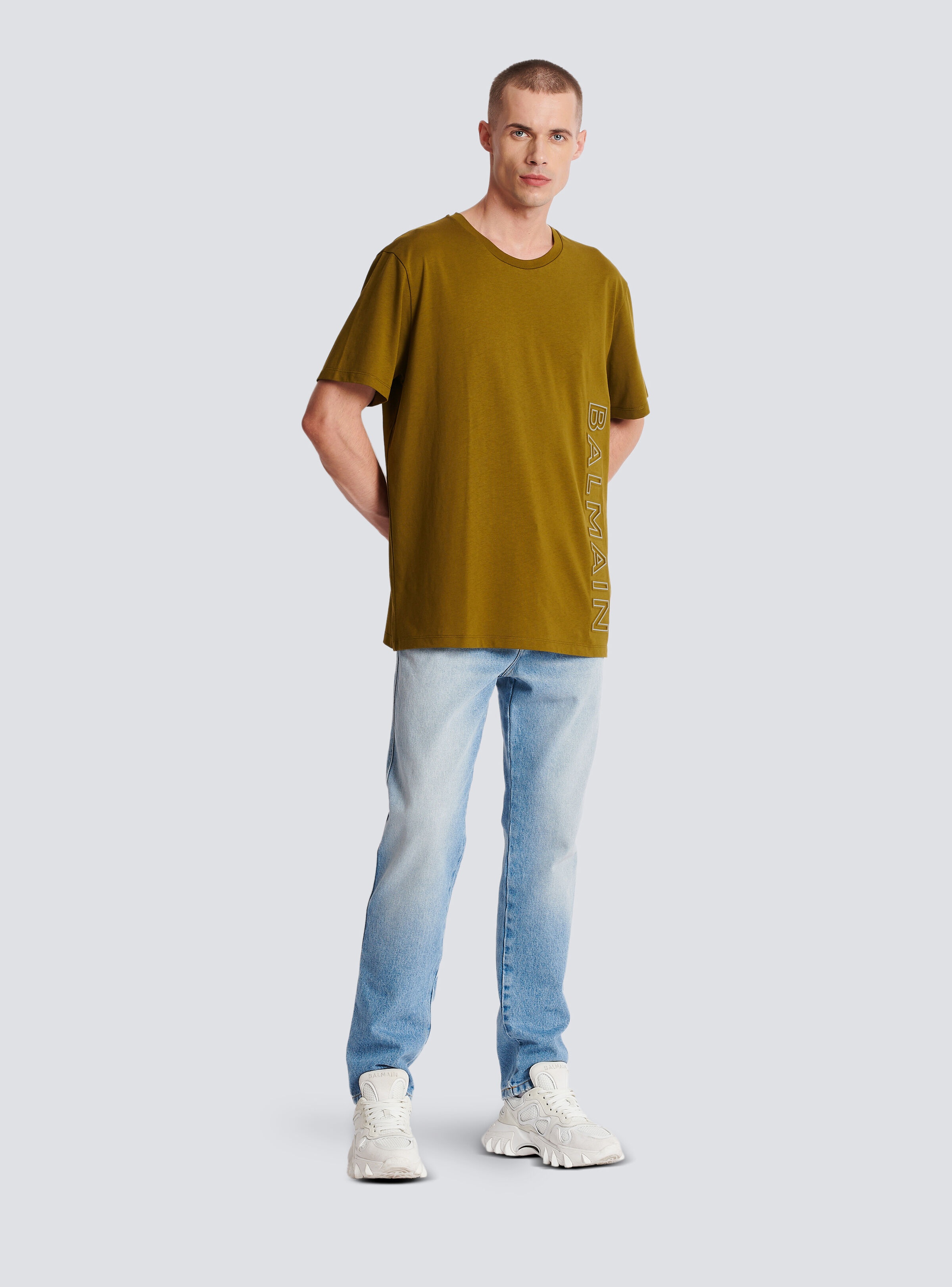 T-shirt in eco-responsible cotton with reflective Balmain logo - 3