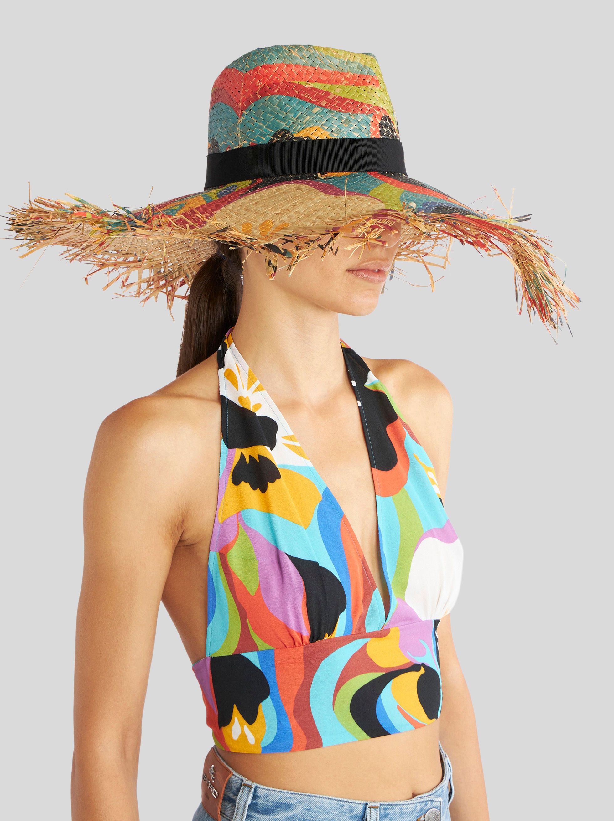 FLORAL STRAW HAT WITH MICRO STUDS - 2