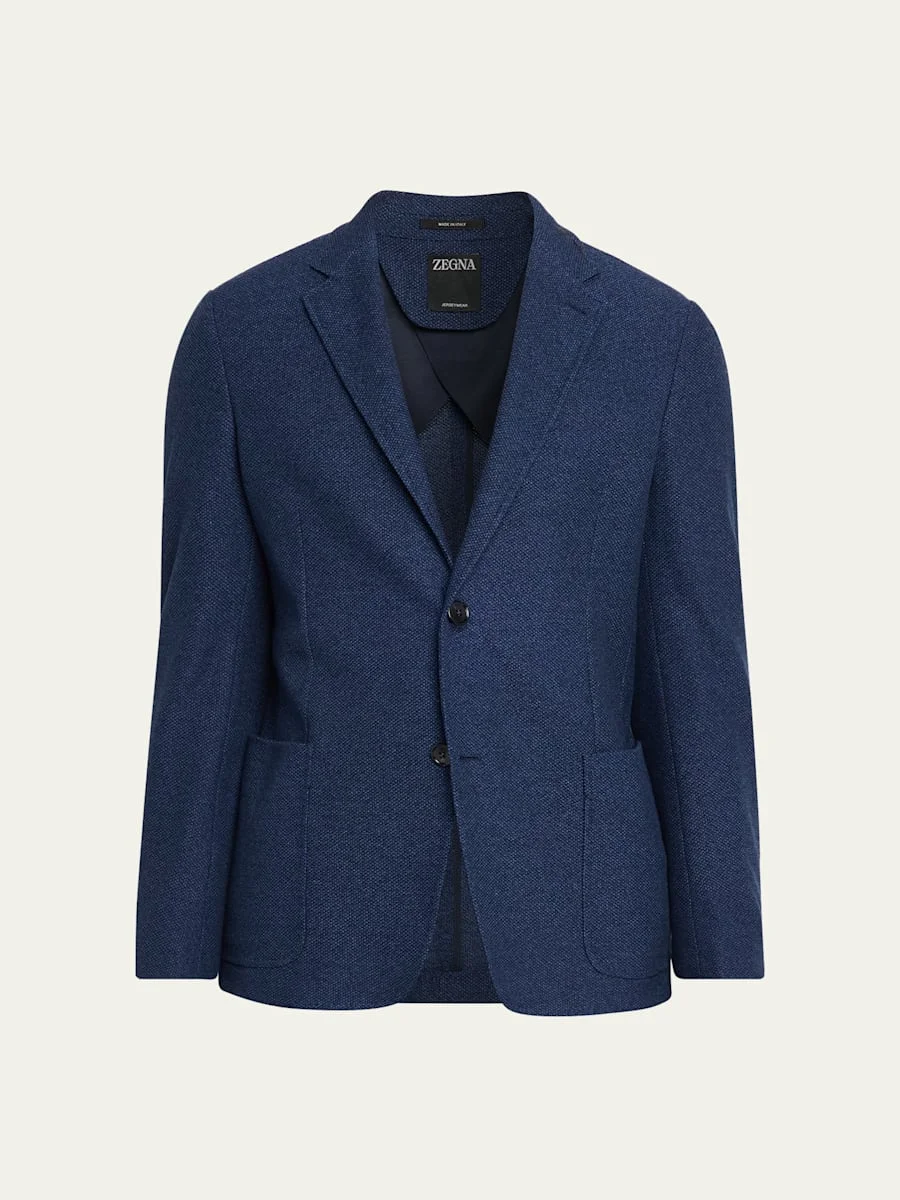 Men's Cotton Jerseywear Patch-Pocket Blazer - 1