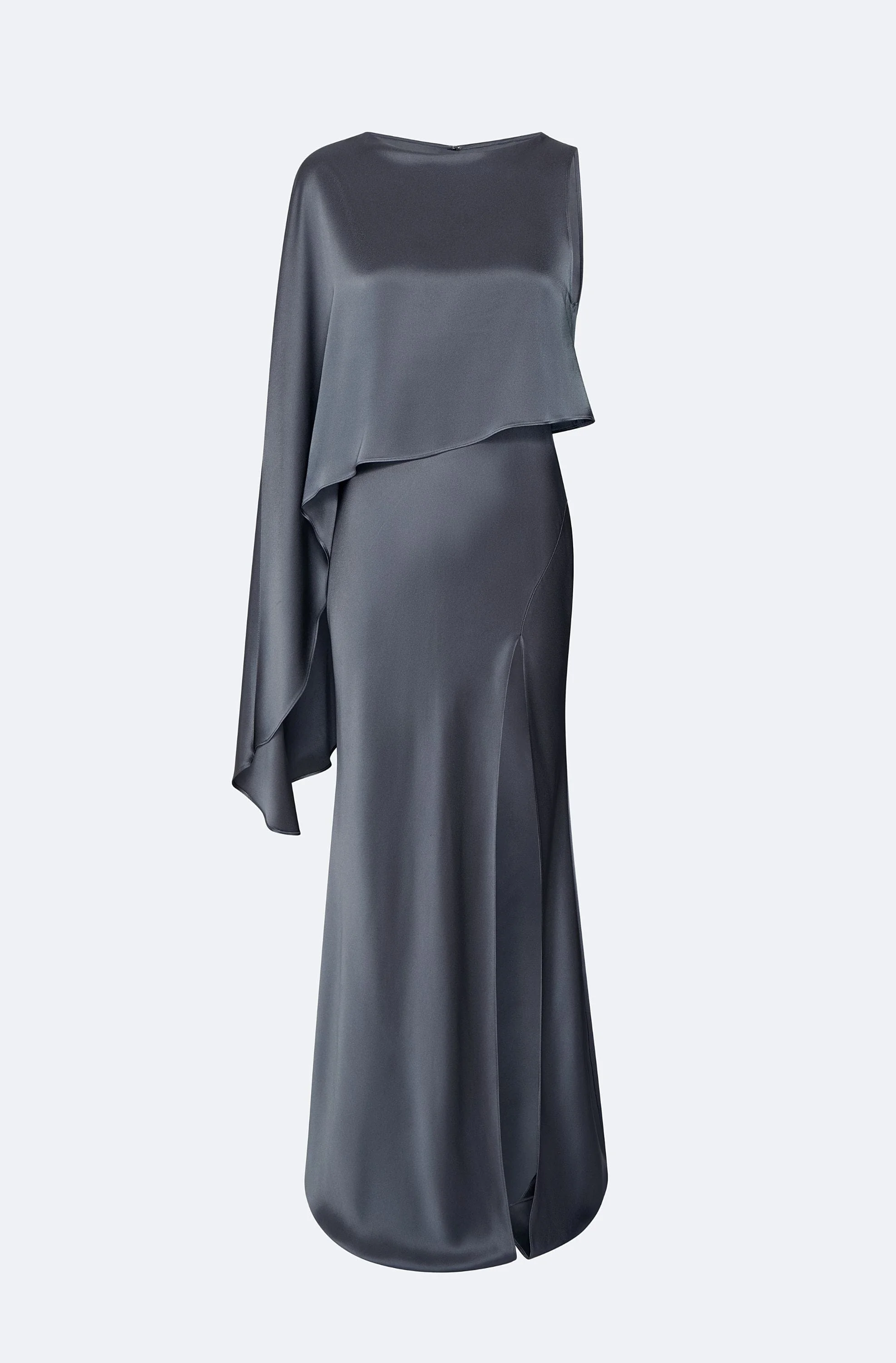 Satin Asymmetric Draped Gown - 1