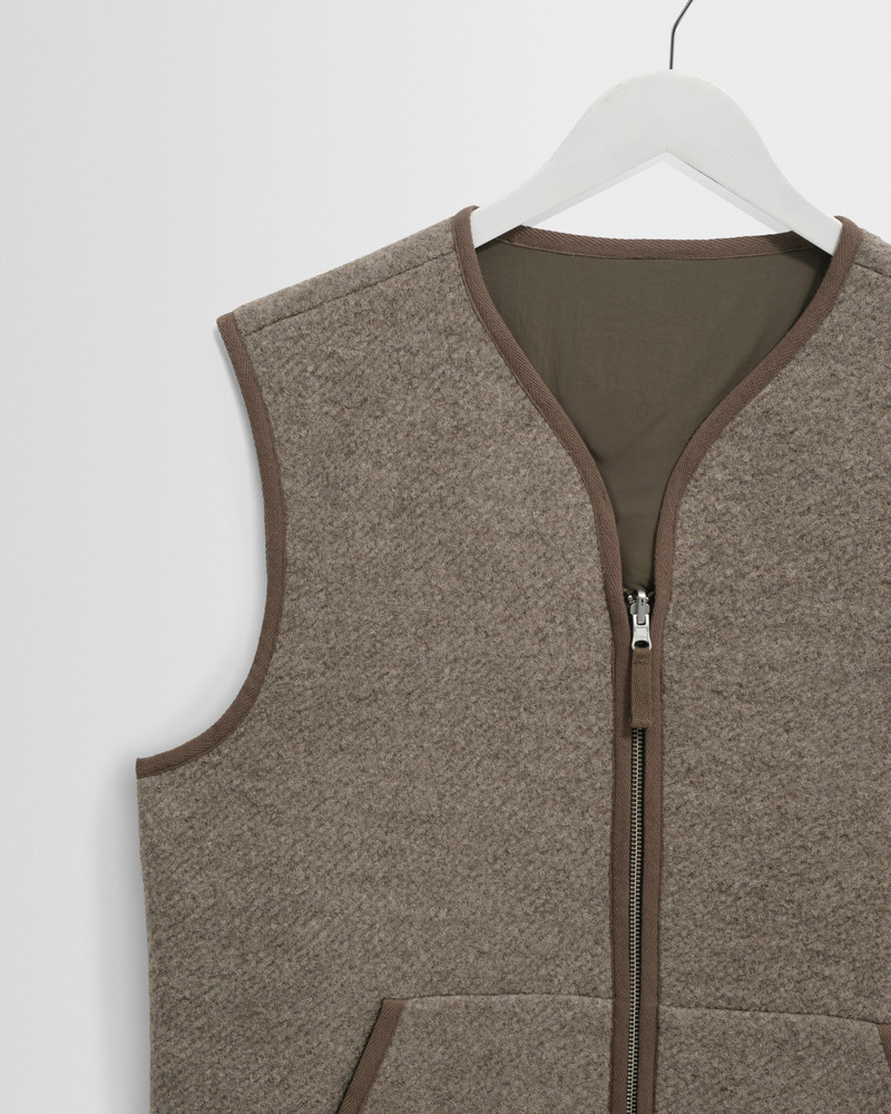 Paragon - Natural Reversible Nylon And Wool Gilet 10