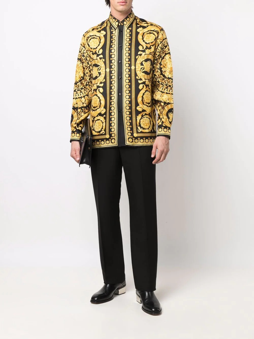 baroque-print silk shirt - 2