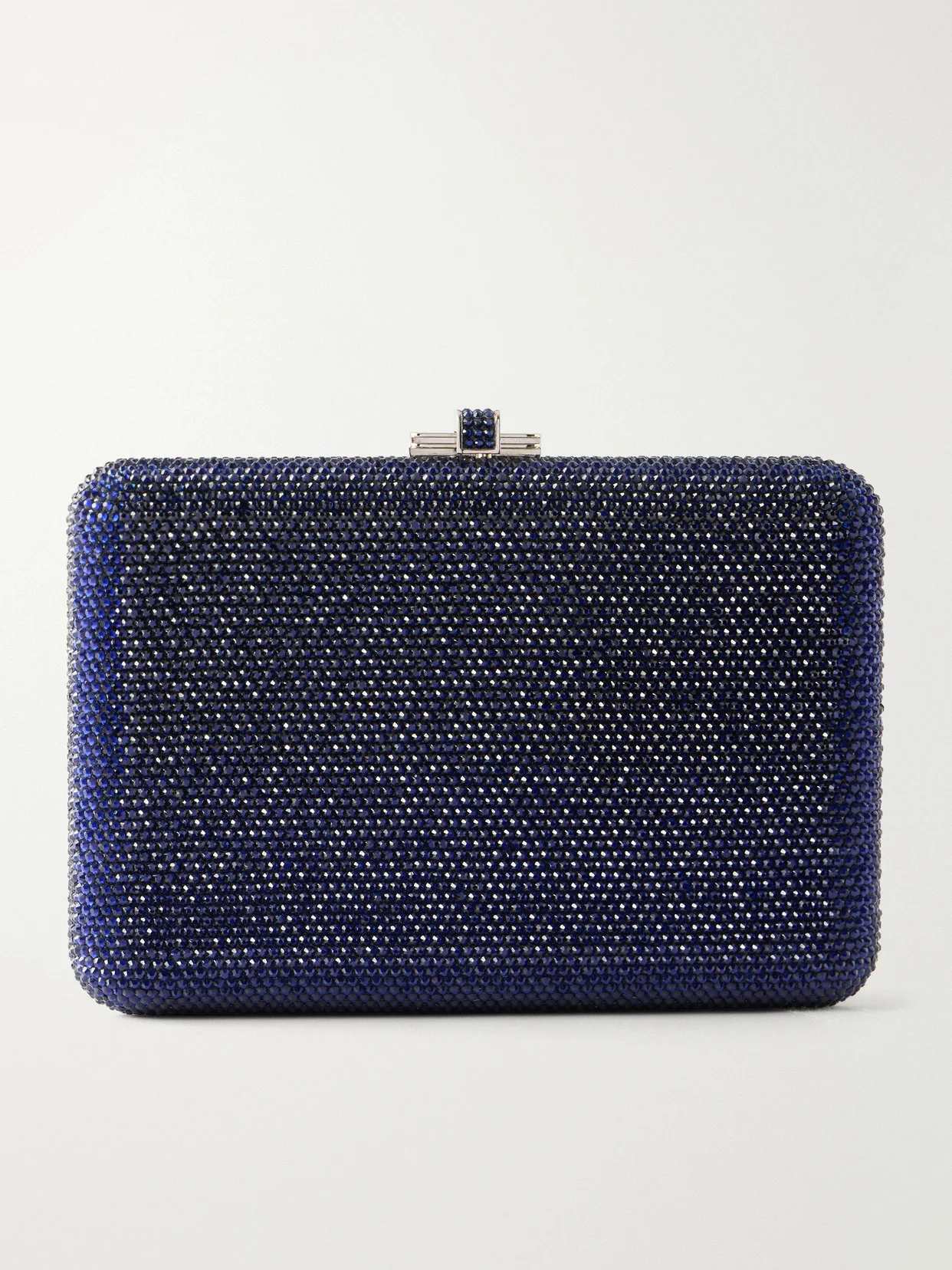 Slim Slide Crystal-embellished Silver-tone Clutch - 1