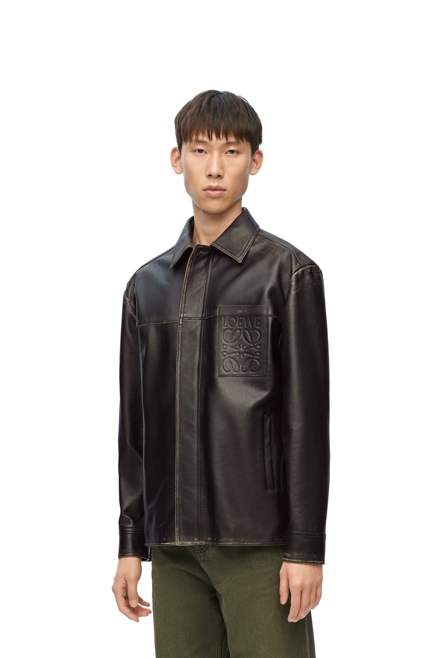 Zip-up overshirt in nappa calfskin - 3