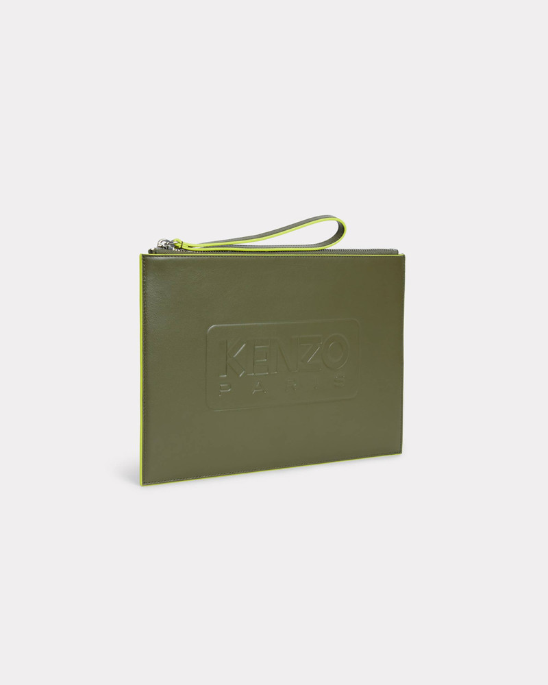 'KENZO Emboss' large clutch in leather 1