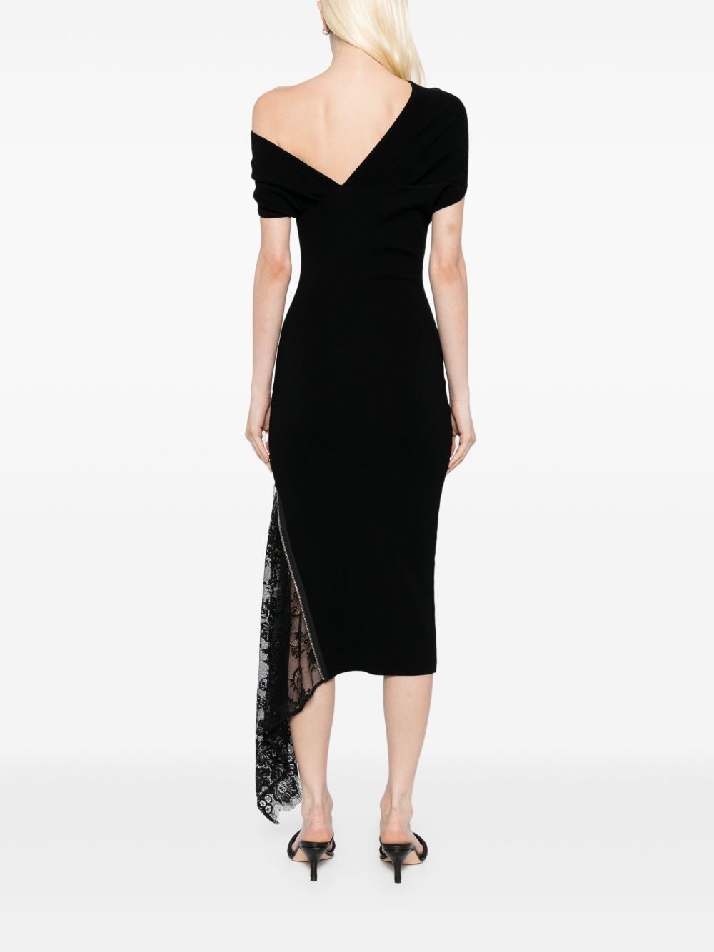 lace-insert knitted dress - 4