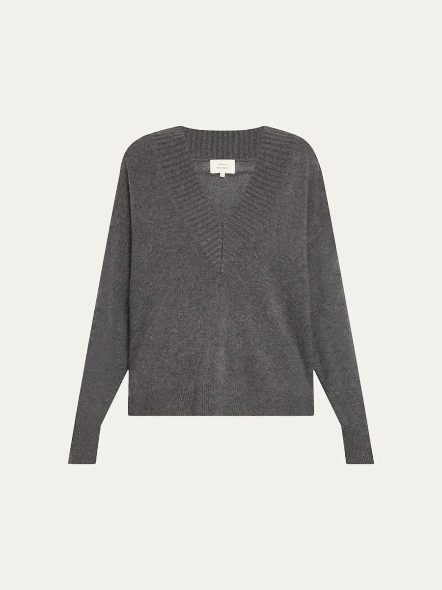 Sage V-Neck Cashmere Oversized Sweater - 1