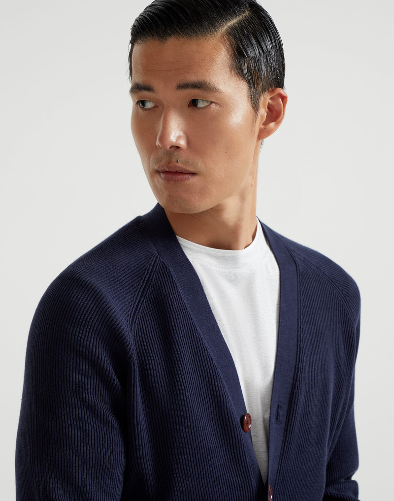 Cotton English rib cardigan with raglan sleeves 3