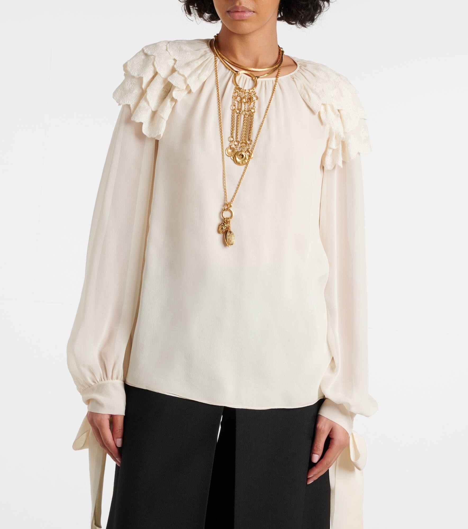 Ruffled silk blouse - 5