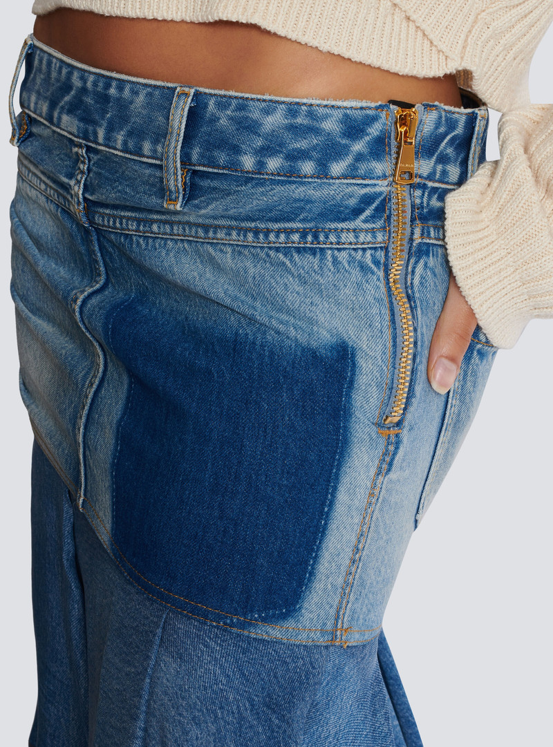 Asymmetric denim short skirt 7
